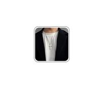 TseenYi Collana con ciondolo a forma di croce in argento, con ciondolo a forma di crocifisso, collana lunga con croce religiosa, gioielli per donne e ragazze