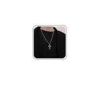 TseenYi Collana Croce Gotica Collana Croce Cava Collana Crocifisso D'argento Collana Croce Scura Collana Girocollo Crocifisso Religioso Vintage Collana Crocifisso Pendente Gioielli Per Donne E Ragazze