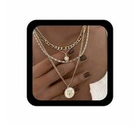 TseenYi Collana girocollo con ciondolo a forma di moneta a strati esagerata, collana girocollo con disco grosso, collana vintage con ritratto di monete, collane punk sunburst hippie, gioielli da donna