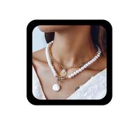 TseenYi Collana Girocollo Di Perle Barocca Collana Di Perle Con Alamari D'oro Collana Di Perle Vintage Collana A Strati Gioielli Per Donne E Ragazze Regali