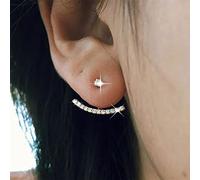 TseenYi Cristallo Orecchio Giacca Orecchini Argento Geometria Arco Orecchini Cz Cristallo Anteriore Posteriore Orecchini Strass Orecchino Giacca Orecchio Gioielli Per Le Donne E Le Ragazze