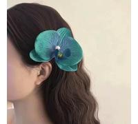 TseenYi Fermagli per capelli con orchidea verde orchidea grande tessuto clip floreale farfalla orchidea floreale forcina per capelli perla floreale da sposa copricapo da sposa clip per capelli a due