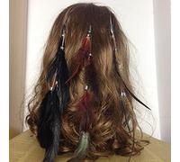 TseenYi Fermagli per Capelli con Piume Boho Fascia per Capelli con Piume Gypsy Copricapo con Piume Indiane Copricapo con Piume per Capelli per Donne e Ragazze Spettacolo sul Palco (Rosso)