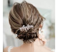TseenYi Fiocco Cristallo Barrette Clip Strass Matrimonio Capelli Clip Barrette Bling Nuziale Crystal Hairclip Decorativo Copricapi Oro Fiore Gioielli Cristallo Donne Ragazze(cristallo Trasparente)