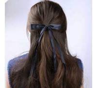 TseenYi Fiocco Raso Capelli Clip Nastro Nero Fiocco Capelli Clip Lunga Nappe Coda Fiocco Nodi Clip Grande Fiocco Cravatte Coda Barrette Sposa Raso Nastro Barrette Inverno Fiocco Accessori