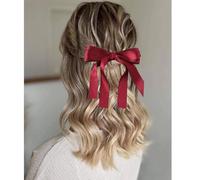 TseenYi Grande Fiocco Di Capelli Clip Lungo Fiocco Coda Di Raso Clip Di Capelli Grande Fiocco Nodo Forcine Rosso Fiocco Coda Di Raso Clip Di Capelli Raso Hairwear Inverno Nastro Fiocco Copricapo