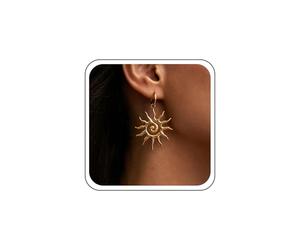 TseenYi Orecchini A Cerchio Boho Sunshine Oro Orecchini A Goccia Esagerati Sunburst Huggie Dangle Orecchino Grande Girasole A Cerchio Orecchino Pendente Orecchino Statement Charm Gioielli
