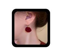 TseenYi Orecchini A Goccia Con Rosse Orecchini Vintage Con Rose Di Velluto Orecchinis A Goccia Con Fiori Di Velluto Orecchinis A Cerchio Con Rose Eleganti Con Fiori Rossi Gioielli Di Fascino Per Le