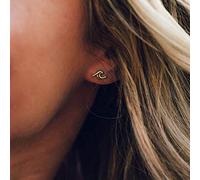 TseenYi Orecchini a perno a forma di mini onda, orecchini a forma di onda oceanica, per donne e ragazze, Metallo, Argento
