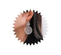 TseenYi Orecchini pendenti a disco in filigrana bohémien, grandi orecchini rotondi in filigrana con gancio a disco cavo, orecchini a goccia totem rotondi in oro, orecchini vintage intagliati a forma