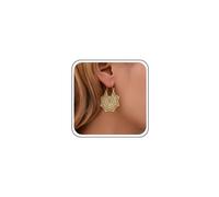 TseenYi Orecchini pendenti vintage Boho Orecchini in metallo retrò Orecchini cavi Orecchini etnici della Boemia Gioielli per donne e ragazze (oro 2 pezzi)