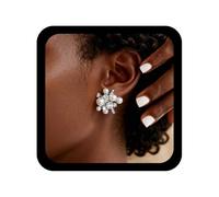 TseenYi Perla Cristallo Orecchini Fiore Vintage Perla Orecchini A Grappolo Scintillante Cz Floreale Orecchino Matrimonio Sposa Cz Fuoco D'artificio Dichiarazione Orecchino Fascino Gioielli Per Le