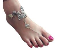 TseenYi Sandali A Piedi Nudi Cavigliere Bracciale Punk Disc Toe Cavigliera Nappa Sandali A Piedi Nudi Catena Moda Cavigliere Da Spiaggia Gioielli Donne e Ragazze (Argento 1 Pz)