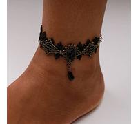 TseenYi Sandali A Piedi Nudi Cavigliere Di Pizzo Bracciali Cavigliera Gotica Nera Cavigliere Di Cristallo Di Moda Gioielli Fatti A Mano Per Donne E Ragazze (1 Pz)