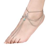 TseenYi Sandali A Piedi Nudi Cavigliere Spiaggia Cavigliere Schiavo Boho Perline Multi Catena Spiaggia Nappe Cavigliera Moda Gioielli Piede Per Le Donne E Le Ragazze (argento 1 Pz)