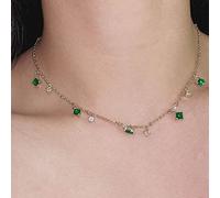 TseenYi Smeraldo Gemma Collana Cristallo Verde Pendente Choker Gioielli Minimalistici Per Donne E Ragazze