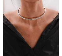 TseenYi Strass Girocollo Argento Scintillante Girocollo Collane Girocollo di Cristallo Damigella D'onore Gioielli da Sposa per Donne e Ragazze (1 Pz)