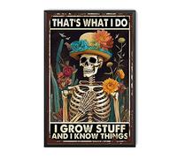 TSEZLOJH Targa in latta con scritta "Gardening That's What I Do I Grow Stuff and I Know Things", decorazione da parete per casa, cucina, bar, patio, garage, 20,3 x 30,5 cm, con cornice in metallo
