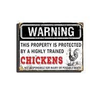 TSEZLOJH Targa in latta divertente con scritta "This property is protected by a highly trained chick", 30,5 x 40,6 cm