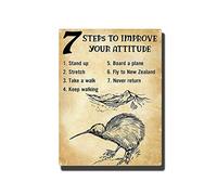 TSEZLOJH Targa in metallo con scritta in lingua inglese "7 Ways to improve your attitude stand up stretch take a walk", 30,5 x 40,6 cm