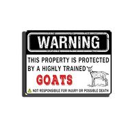 TSEZLOJH Targa in metallo con scritta in lingua inglese "This Property is Protected by A Highly Trained Goats", 30,5 x 40,6 cm