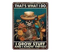 TSEZLOJH Targa in metallo stile retrò con scritta "Gardening That's What I Do I Grow Stuff and I Know Things For Bedroom Modern Fashion Office Wall Decor 30,5 x 40,6 cm