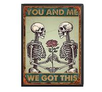 TSEZLOJH Targa in metallo vintage divertente con scritta "You and Me We Got This Retro Wall Decor Gift for Man Cave Home Gate Garden Cafes Office Store Club, 30,5 x 40,6 cm, con cornice in metallo