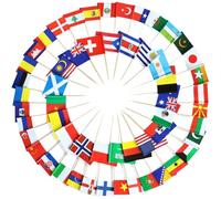 Tsffae 200 Pezzi/Set Bandierine Stuzzicadenti per Torte, 100 Paesi Misti Bandiera con Bastoncini Cocktail per Panini, Cibo, Cupcake, Toppers, Stoviglie, Coppa del Mondo, Feste, Forniture
