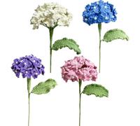 Tsffae 4 Pezzi di Ortensia all'Uncinetto Ortensia Intrecciata a Mano Fiori Artificiali Decorazione della Casa Bomboniera Fatta a Mano per Forniture per Feste di Matrimonio