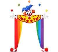 Tsffae Set di Decorazioni per Feste a Tema Carnevale E Circo, Composto 3 Pezzi: Striscione per Porta di Compleanno con Clown, Sfondo per Foto, Tenda di Benvenuto Appendere per Feste a Tema Joker.