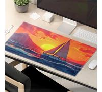 TSGB Tappetino per mouse con divertente scritta "Work Sailing Into The Sunset: A Serene Journey" tappetino per mouse da scrivania grande