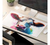 TSGB Tappetino per mouse divertente colorato con ritratto di mucca: un'opera d'arte vibrante tappetino per mouse divertente accessori da scrivania per lavoro tappetino per mouse da gioco