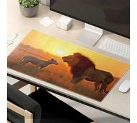TSGB Tappetino per mouse divertente incontro al tramonto: leone e agnello in armonia Tappetino per mouse divertente accessori da scrivania per lavoro tappetino per mouse da gioco