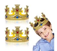 TSHAOUN 2 Pezzi corona re,Corona del re per Bambini Corona,corona re adulto,per Carnevale per le Feste di Compleanno Gioco di Ruolo il re e la Regina Adatto a Bambini e Adulti (2 Pezzi)