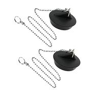 TSHAOUN 2 Pezzi Tappo per lavello In Gomma, Nero Vasca da Bagno Tappo per lavello, Tappo Universale Scarico lavandino, con gancio per cucina, bagno, lavandino e tappo di scarico