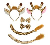 TSHAOUN 2 Sets Giraffa Costume, Costumi Animali Giraffa Orecchie Fascia Bowtie Coda per Adulto Animali Dress Up Carino Costume per Donne Ragazze Halloween Carnevale Cosplay (Giraffa)