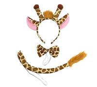 TSHAOUN 3 Pezzi Costume Giraffa, Costume Carnevale Giraffa, Giraffa Fascia Bowtie Coda, Kit Carnevale, Set di Costumi Animali, per Carnevale Halloween Decorazioni per Feste
