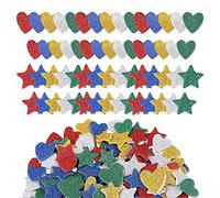 TSHAOUN 300 Pezzi Adesivi Glitterati, Adesivi Autoadesivi di Stella e Cuore per Artigianato, Scrapbooking, Wall Decoration, Decorazioni,Ringraziamento/Natale Fabbricazione di Carte (300 pezzi)