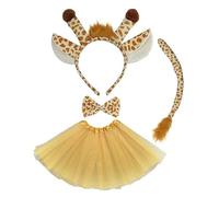TSHAOUN 4 Pezzi Costume da Giraffa per Bambini, Cosplay da Giraffa Giraffa da Fascia Giraffa da Coda Papillon Tutù, Costume da Animale per Feste a Tema, Halloween, Carnevale (4 Pcs)