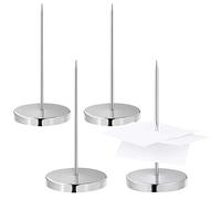 TSHAOUN 4 Pezzi Spike per Ricevute, Fattura Forcella Porta Memo Porta Ricevute con Punta di Carta, Diritta Lunga Canna Porta Carte Spike per Banconote Spike Check Desk Bill Hotel Cucina (Argento)