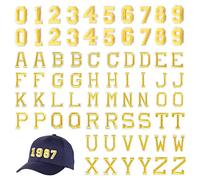 TSHAOUN 72 Pezzi Toppe Termoadesivi Numeri Lettere Toppe Termoadesive Bambini Numeri 0-9 Lettere A-Z, Lettere Termoadesive per Tessuti, Abiti, Jeans, Zaini, Creazioni fai-da-te (Oro)