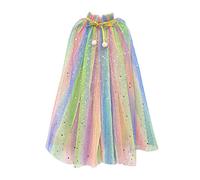 TSHAOUN Mantello da Principessa Bambini, Mantello per Costume da Principessa Mantellina in Tulle di Paillettes per Feste di Principesse, Giochi di Ruolo, Spettacoli, Halloween (Colori Arcobaleno)