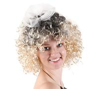 TSHAOUN Parrucca da pop star anni '80 - Accessorio da diva bionda riccia, parrucca corta da folletto per donne, stile celebrità in costume Donna(marrone chiaro)