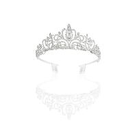 TSHAOUN Tiara Corona di Cristallo,Diadema con Strass Pettine diadema con cristalli e corona, fascia in argento per Coroncina Prom Dresses Pageants Princess Compleanno Parties Crown (Silver)