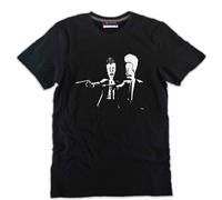 Tshirt Beavis and Butthead PULP FICTION scena pistole cinema uomo nera cotone