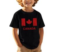 Tshirt Bianca Bambino - Maglietta a Maniche Corte per Bambini Casual Comoda e alla Moda Sportiva con Stampa a Foglia d'Acero per la Festa Nazionale Canadese Europea Giorno dell'indipendenza