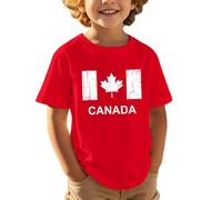 Tshirt Bianca Bambino - Maglietta a Maniche Corte per Bambini Casual Comoda e alla Moda Sportiva con Stampa a Foglia d'Acero per la Festa Nazionale Canadese Europea Giorno dell'indipendenza