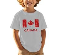 Tshirt Bianca Bambino - Maglietta a Maniche Corte per Bambini Casual Comoda e alla Moda Sportiva con Stampa a Foglia d'Acero per la Festa Nazionale Canadese Europea Giorno dell'indipendenza