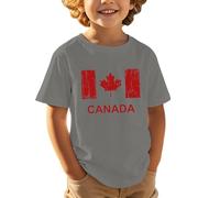 Tshirt Bianca Bambino - Maglietta a Maniche Corte per Bambini Casual Comoda e alla Moda Sportiva con Stampa a Foglia d'Acero per la Festa Nazionale Canadese Europea Giorno dell'indipendenza