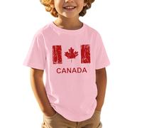 Tshirt Bianca Bambino - Maglietta a Maniche Corte per Bambini Casual Comoda e alla Moda Sportiva con Stampa a Foglia d'Acero per la Festa Nazionale Canadese Europea Giorno dell'indipendenza